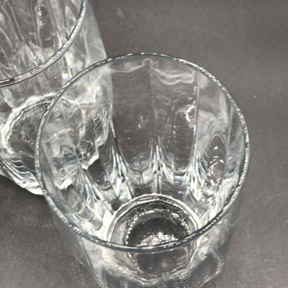 Vintage MCM Libbey Crisa Clear Beverage Glasses Ribbed Tumbler Glasses Set of 4 - Picture 2 of 6
